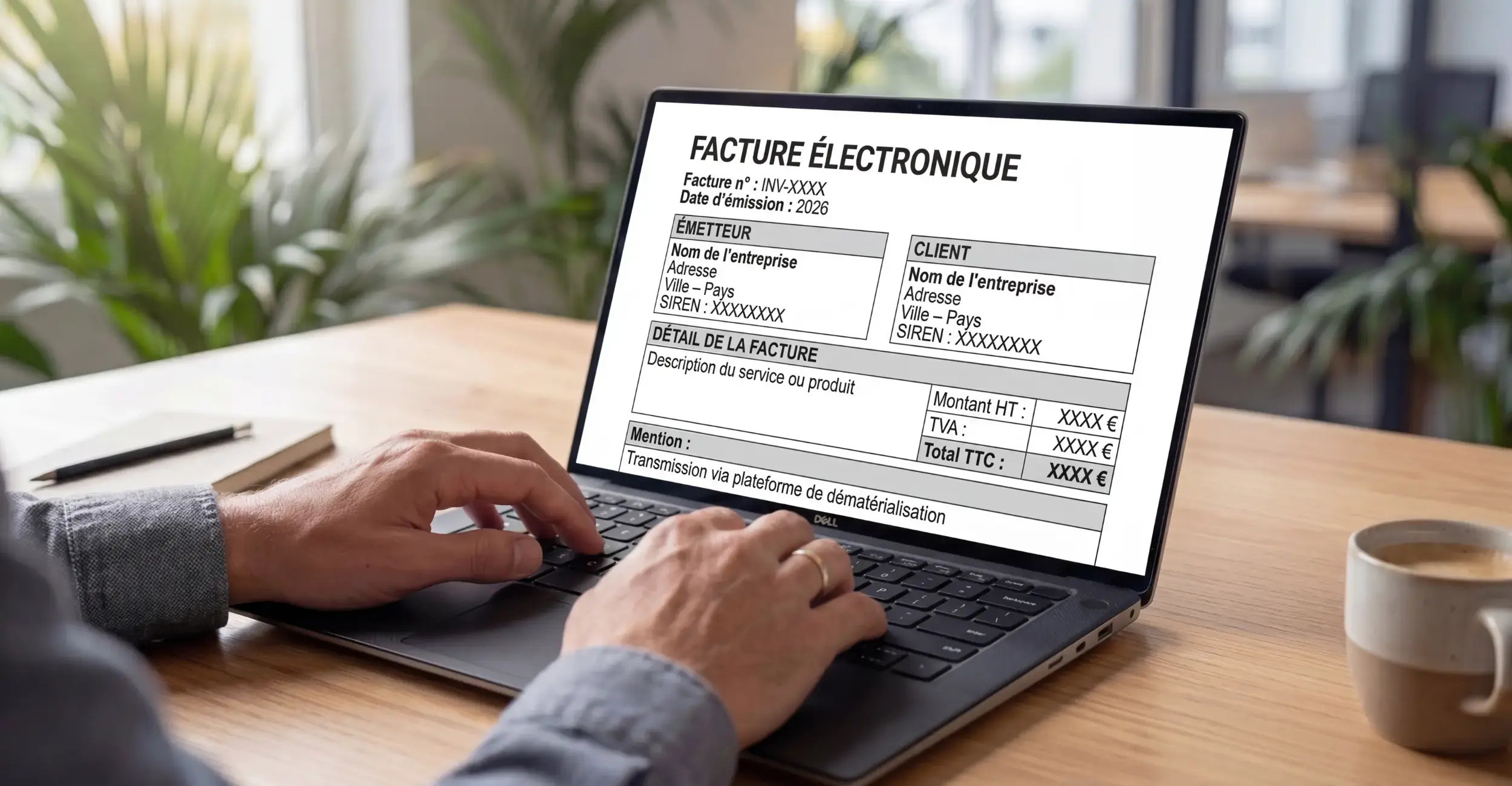 Un chef d'entreprise qui réalise une facturation électronique