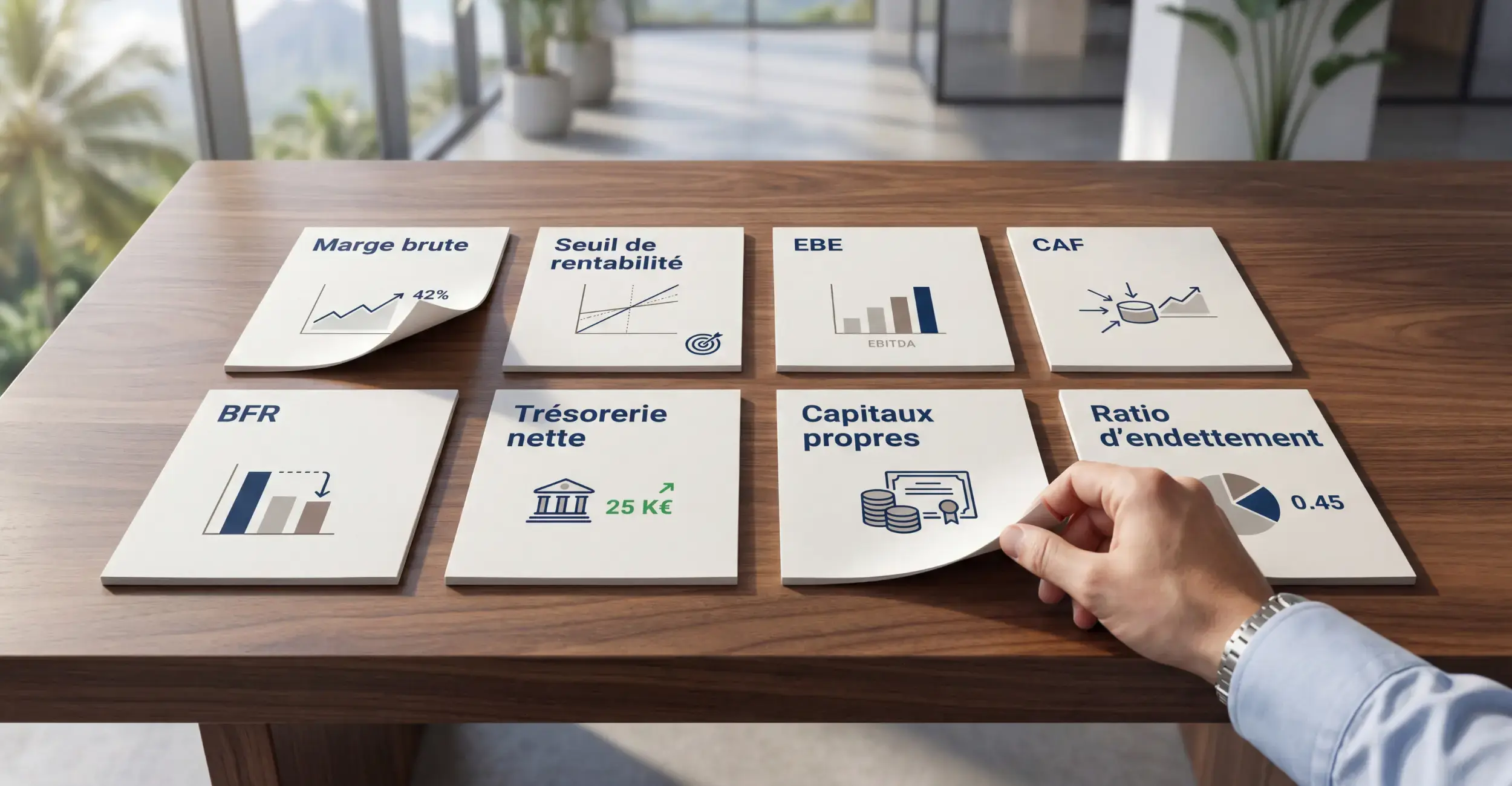 Un chef d'entreprise devant des indicateurs financiers